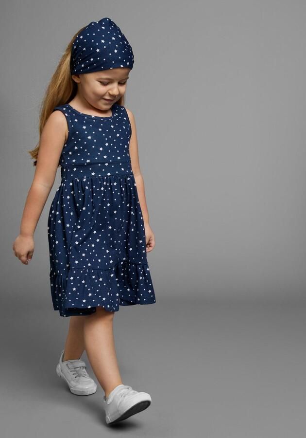 KIDSWORLD Jerseyjurk 2-delig shirtjurk + haarband in schattig sterren-allover feestelijke gelegenheden knie-lange speelse stijl van katoen (set 2-delig) - Foto 5