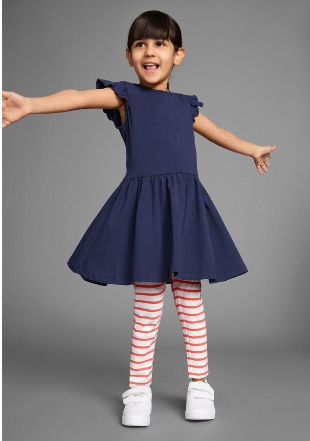 KIDSWORLD Jerseyjurk 2-pack shirtjurken 1x effen en 1x gestreept (set 2-delig)