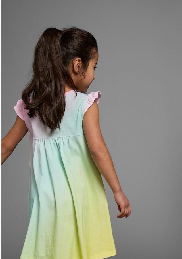 KIDSWORLD Jerseyjurk In de kleuren van de regenboog knielange wijd uitlopende snit van katoen - Foto 8