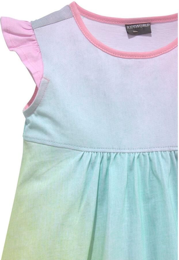 KIDSWORLD Jerseyjurk In de kleuren van de regenboog knielange wijd uitlopende snit van katoen - Foto 7