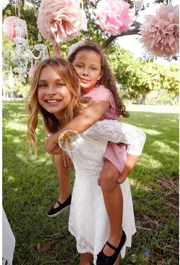 KIDSWORLD Jerseyjurk Kanten jurk feestelijke gelegenheden knie-lange van kant en jersey 3 4-mouwen - Foto 9