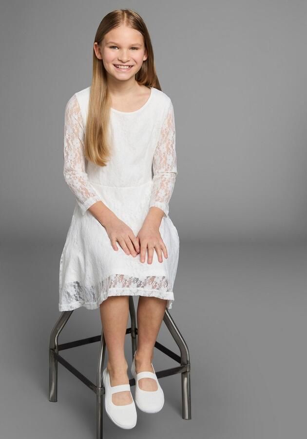 KIDSWORLD Jerseyjurk Kanten jurk feestelijke gelegenheden knie-lange van kant en jersey 3 4-mouwen - Foto 7