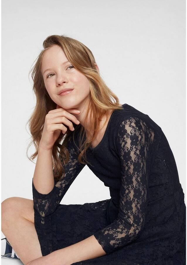 KIDSWORLD Jerseyjurk Kanten jurk feestelijke gelegenheden knie-lange van kant en jersey 3 4-mouwen - Foto 2