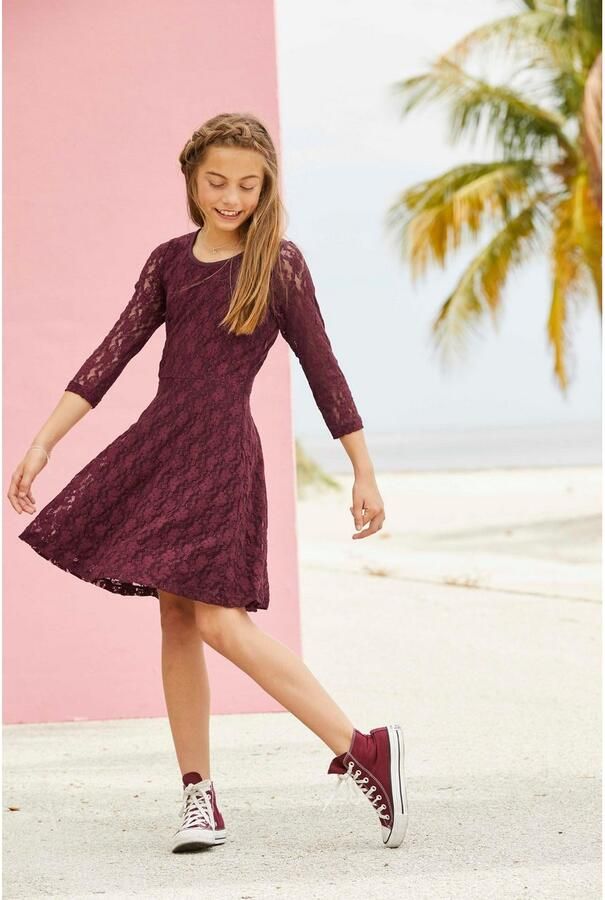 KIDSWORLD Jerseyjurk Kanten jurk feestelijke gelegenheden knie-lange van kant en jersey 3 4-mouwen - Foto 6