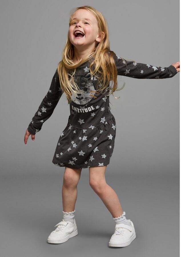 KIDSWORLD Jerseyjurk met pailletten Shirtjurk met schattige paillettenapplicatie - Foto 3