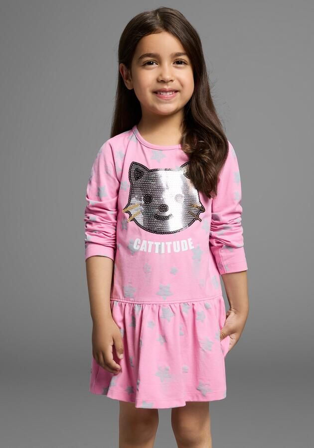 KIDSWORLD Jerseyjurk met pailletten Shirtjurk met schattige paillettenapplicatie - Foto 2