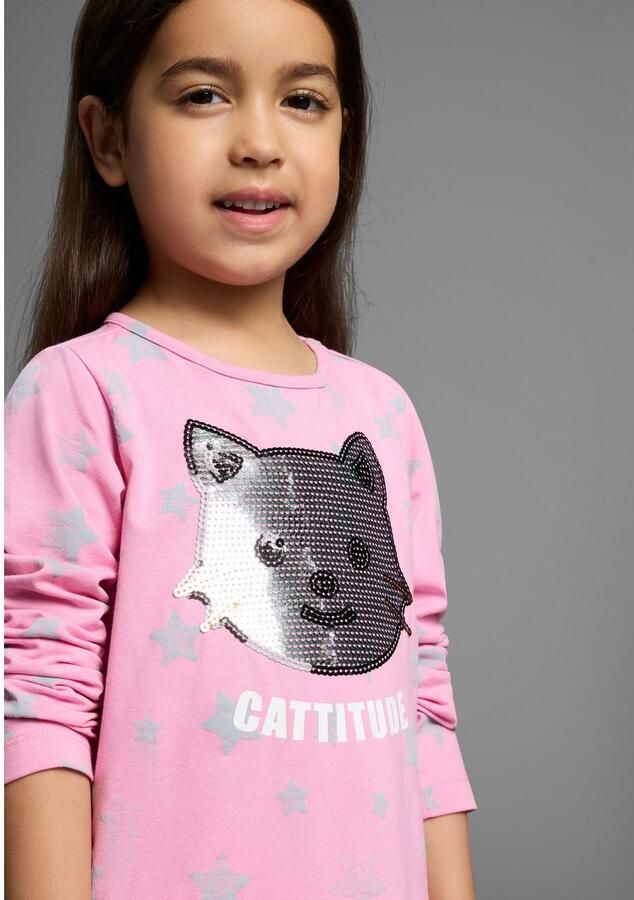KIDSWORLD Jerseyjurk met pailletten Shirtjurk met schattige paillettenapplicatie - Foto 1