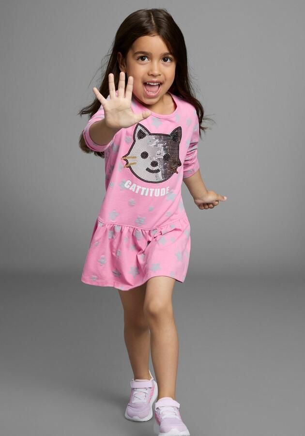 KIDSWORLD Jerseyjurk met pailletten Shirtjurk met schattige paillettenapplicatie - Foto 4