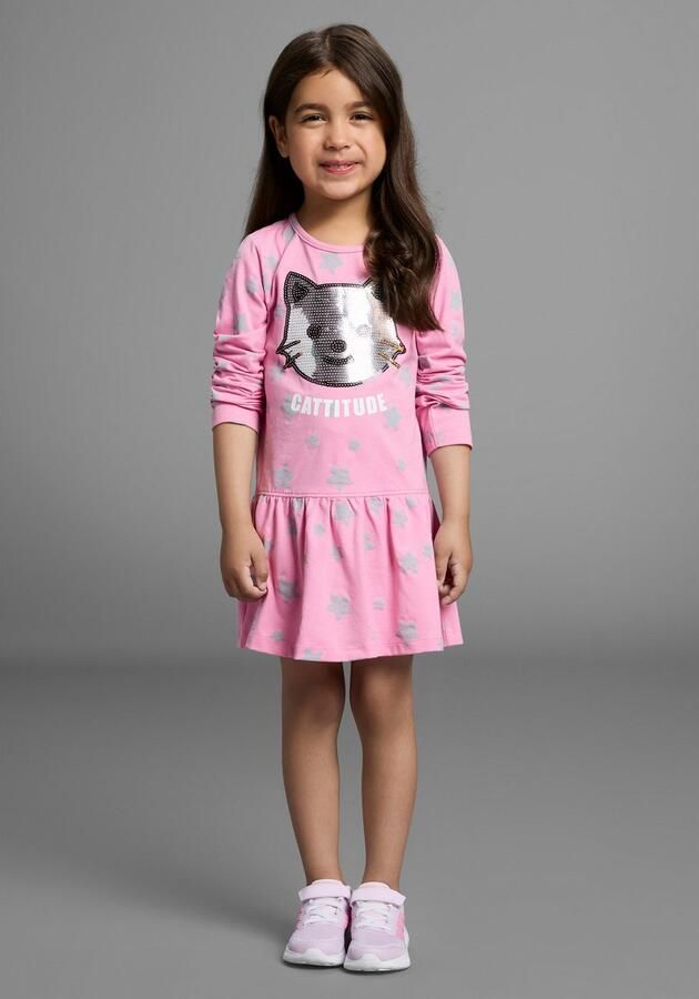 KIDSWORLD Jerseyjurk met pailletten Shirtjurk met schattige paillettenapplicatie - Foto 5