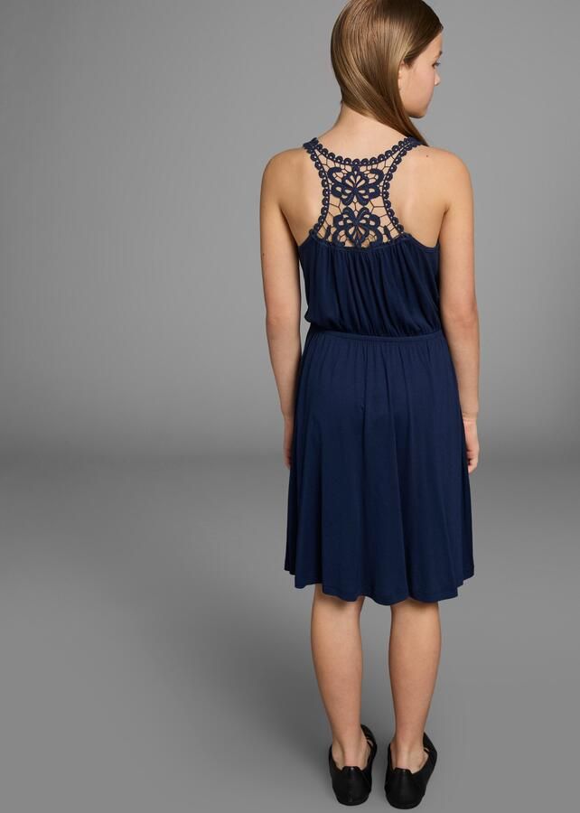 KIDSWORLD Jerseyjurk Viscosejurk_voor meisjes knie-vrij romantisch van viscose brede bandjes