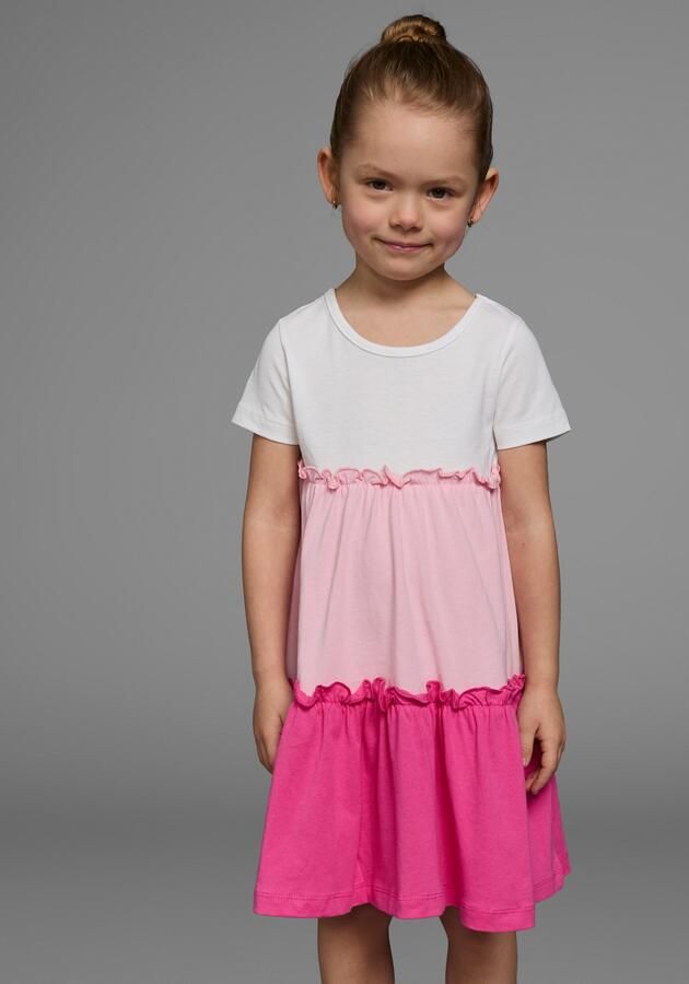 KIDSWORLD Jerseyjurk Volantjurk voor kleine meisjes feestelijke gelegenheden knie-vrije lengte speelse stijl - Foto 4