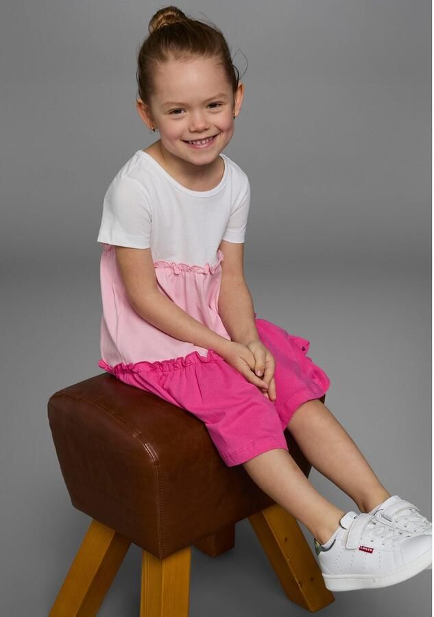 KIDSWORLD Jerseyjurk Volantjurk voor kleine meisjes feestelijke gelegenheden knie-vrije lengte speelse stijl - Foto 3