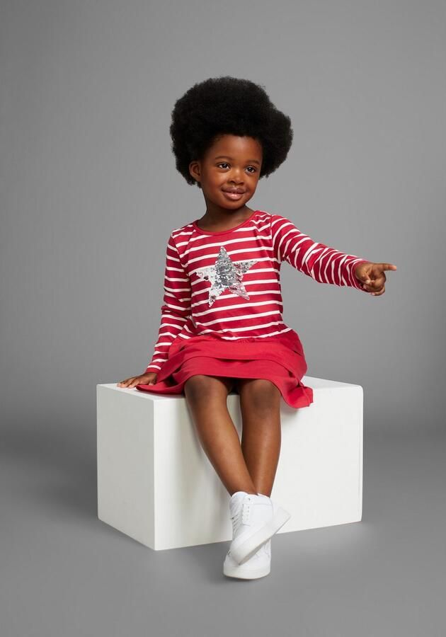 KIDSWORLD Jerseyjurk Voor kleine meisjes voor feesten en speciale gelegenheden knie-vrije lengte modieuze stijl - Foto 4