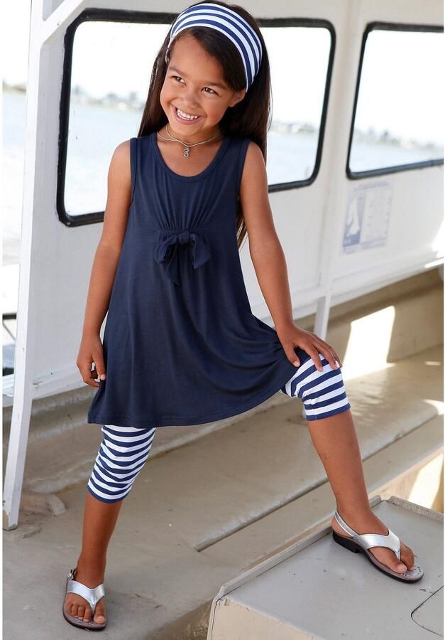 KIDSWORLD Jurk legging & haarband 3-delig set: jurk capri en gestreepte haarband (set 3-delig) - Foto 3