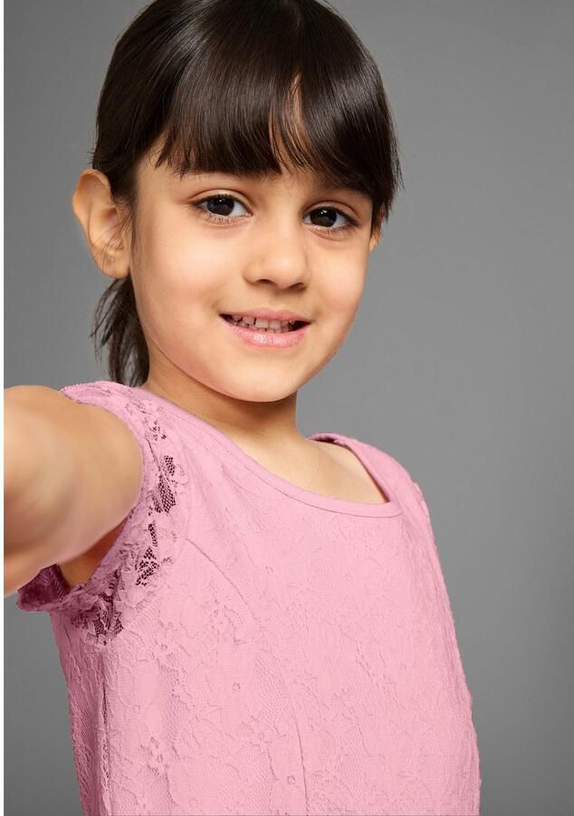 KIDSWORLD Kanten jurk Jerseykleed met verfijnde kant - Foto 2
