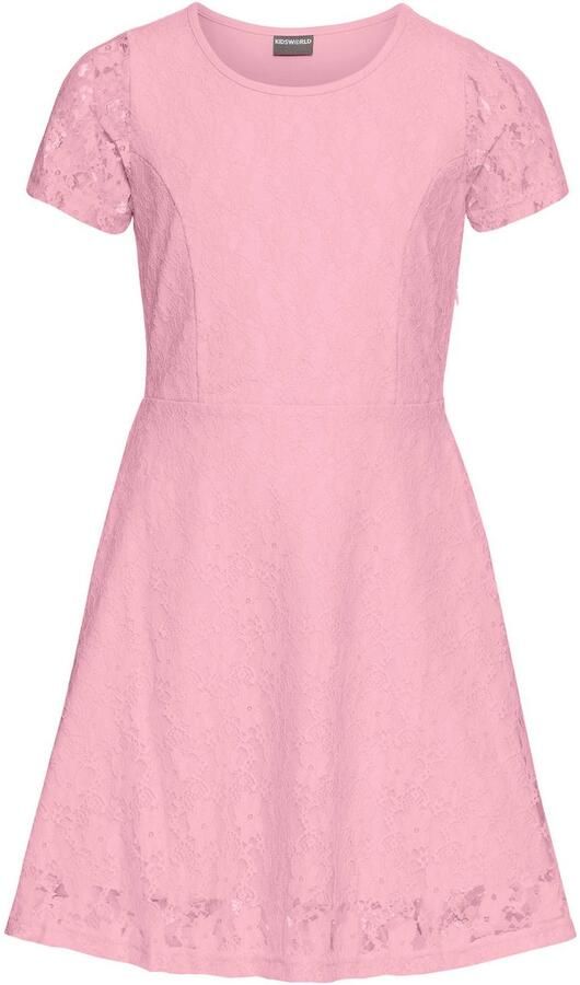 KIDSWORLD Kanten jurk Jerseykleed met verfijnde kant - Foto 10