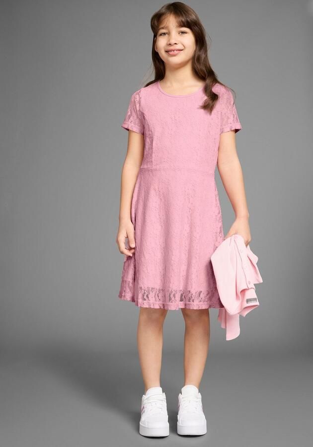 KIDSWORLD Kanten jurk Jerseykleed met verfijnde kant - Foto 8