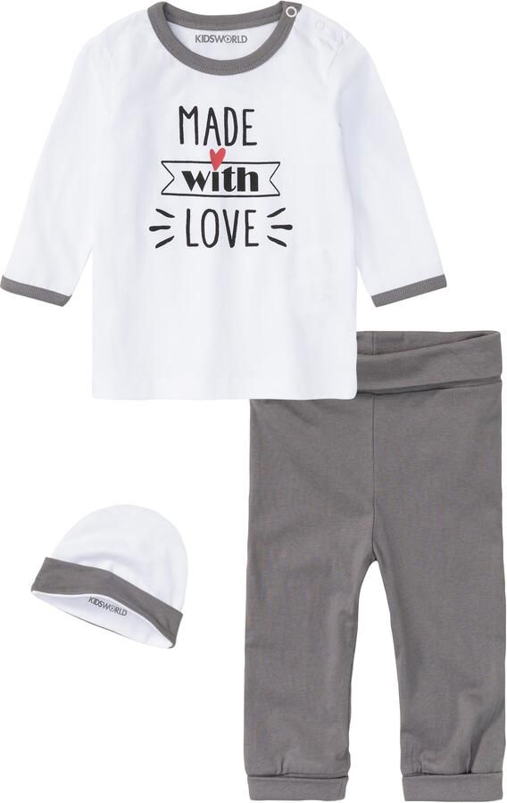 KIDSWORLD Romper jasje en muts 3-delig babyset NIEUWE COLLECTIE schattig outfit van biologische katoen (set 3-delig)