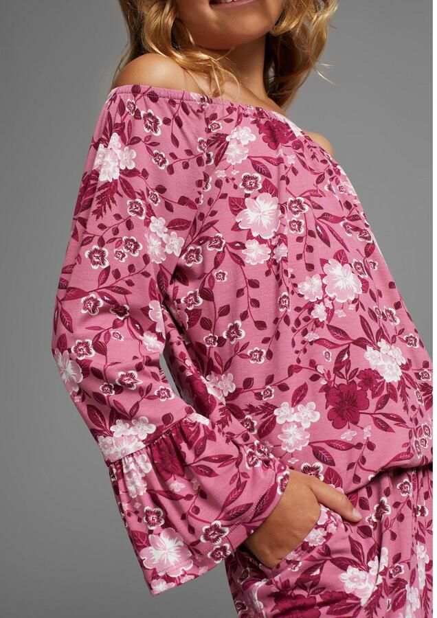 KIDSWORLD Shirt met carmenhals Shirt van viscose wijde pasvorm met bloemenpatroon en print carmenhals - Foto 3