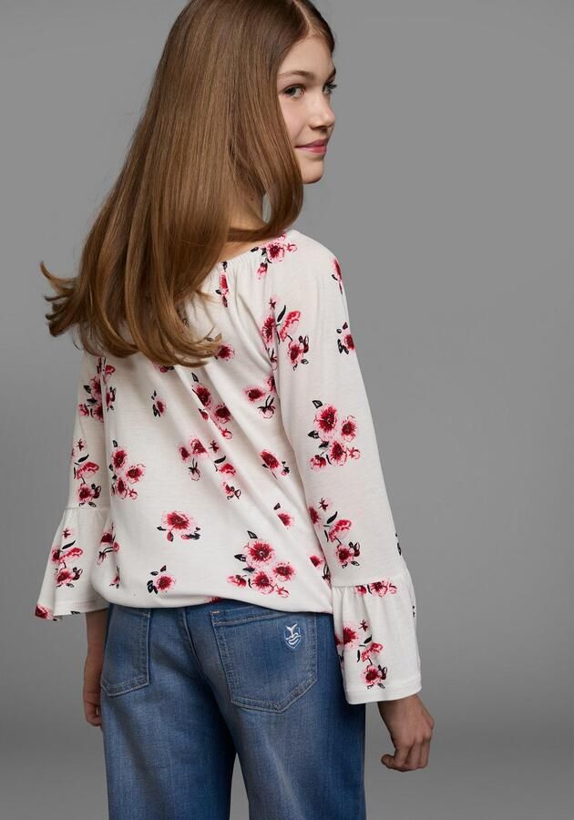 KIDSWORLD Shirt met carmenhals Shirt van viscose wijde pasvorm met bloemenpatroon en print carmenhals - Foto 6