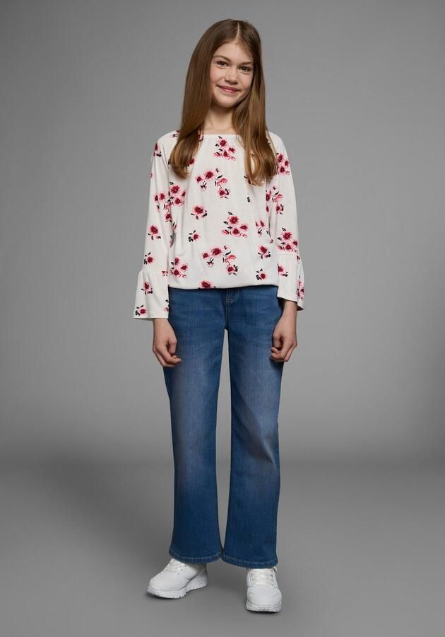 KIDSWORLD Shirt met carmenhals Shirt van viscose wijde pasvorm met bloemenpatroon en print carmenhals - Foto 7