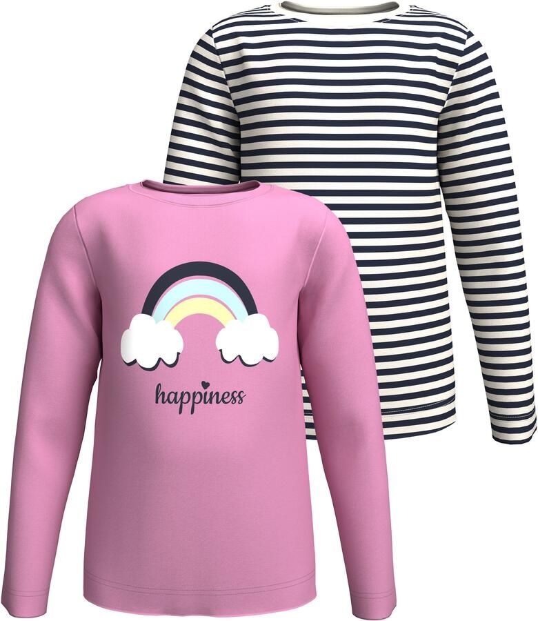 KIDSWORLD Shirt met lange mouwen 2-pack 1x effen + 1x gestreept lange mouwen shirts (2-delig) - Foto 10