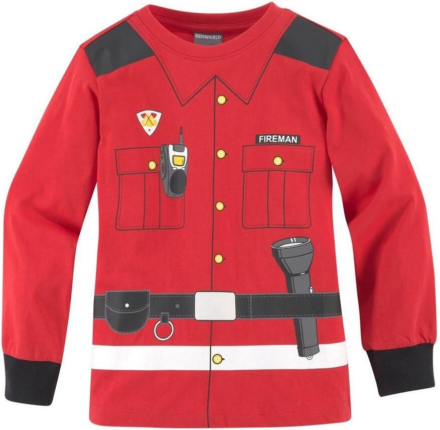 KIDSWORLD Shirt met lange mouwen Brandweer Lange mouwen basic pasvorm bedrukt ronde hals - Foto 7