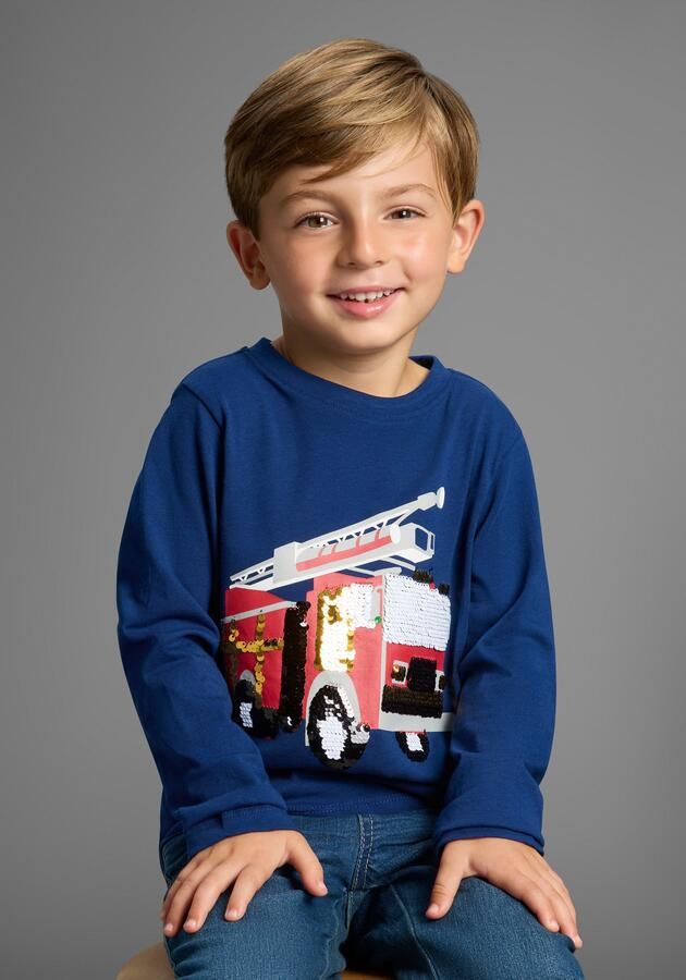 KIDSWORLD Shirt met lange mouwen Brandweer pailletten shirt Brandweer print met pailletten - Foto 6