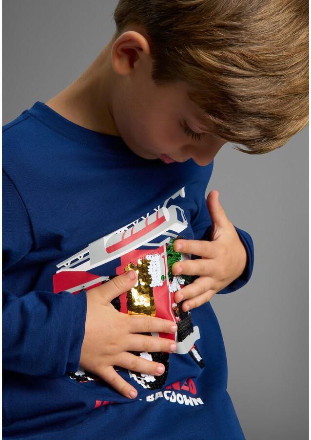 KIDSWORLD Shirt met lange mouwen Brandweer pailletten shirt Brandweer print met pailletten - Foto 2