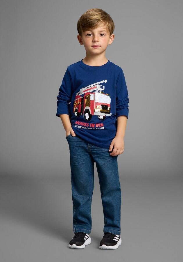 KIDSWORLD Shirt met lange mouwen Brandweer pailletten shirt Brandweer print met pailletten - Foto 4