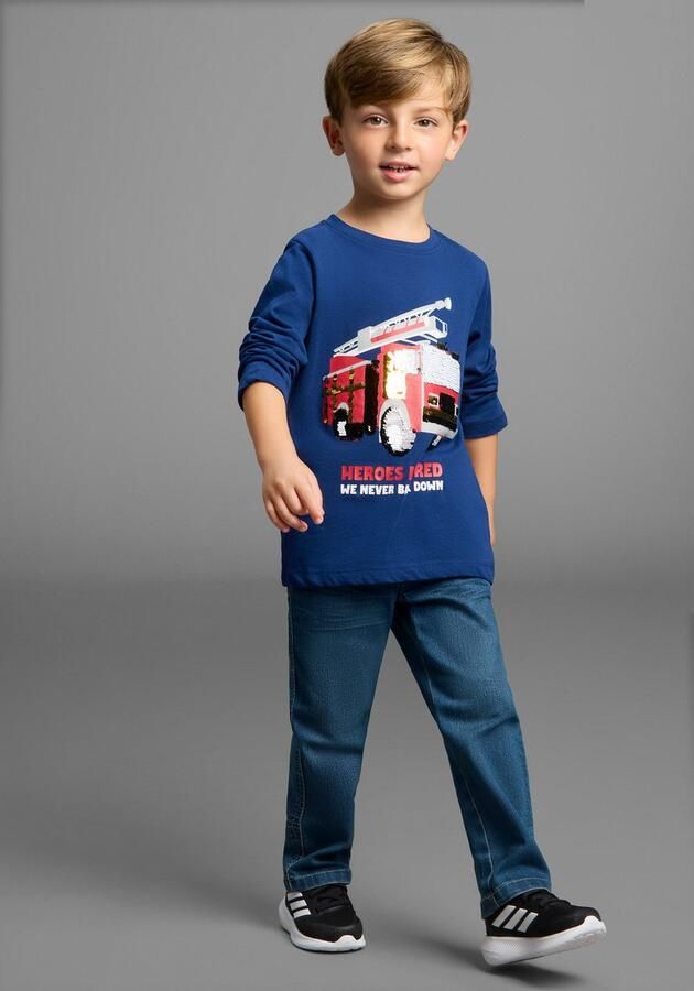 KIDSWORLD Shirt met lange mouwen Brandweer pailletten shirt Brandweer print met pailletten - Foto 5
