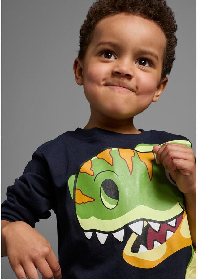KIDSWORLD Shirt met lange mouwen CURIOUS DINO Lange mouwen basic pasvorm frisse print - Foto 3
