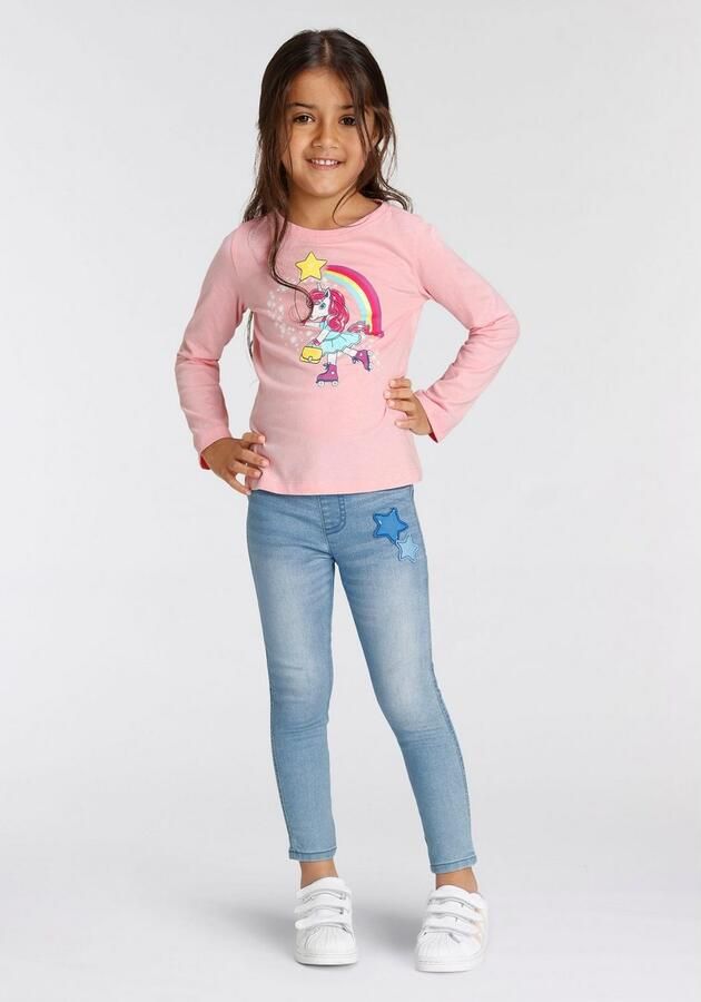 KIDSWORLD Shirt met lange mouwen Eenhoorn op skateschoenen Lange mouwen basic pasvorm met stijlvolle print en glinsterende print - Foto 5