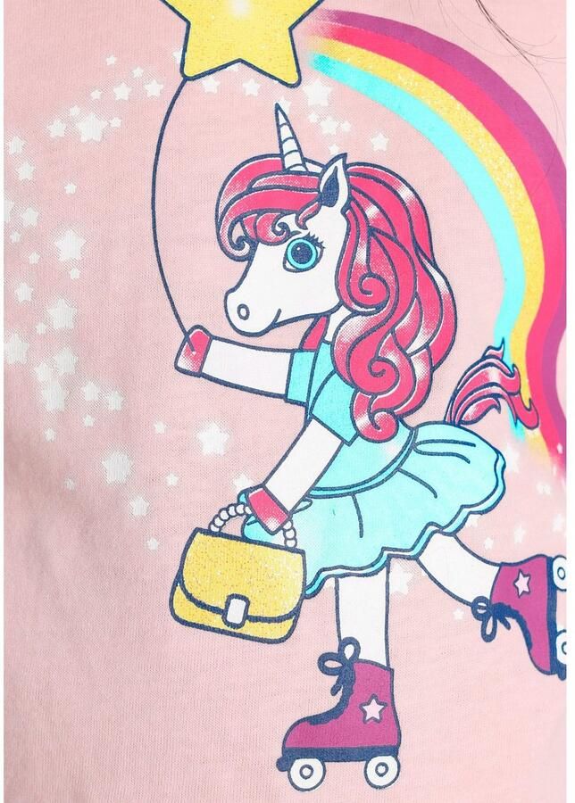 KIDSWORLD Shirt met lange mouwen Eenhoorn op skateschoenen Lange mouwen basic pasvorm met stijlvolle print en glinsterende print - Foto 2