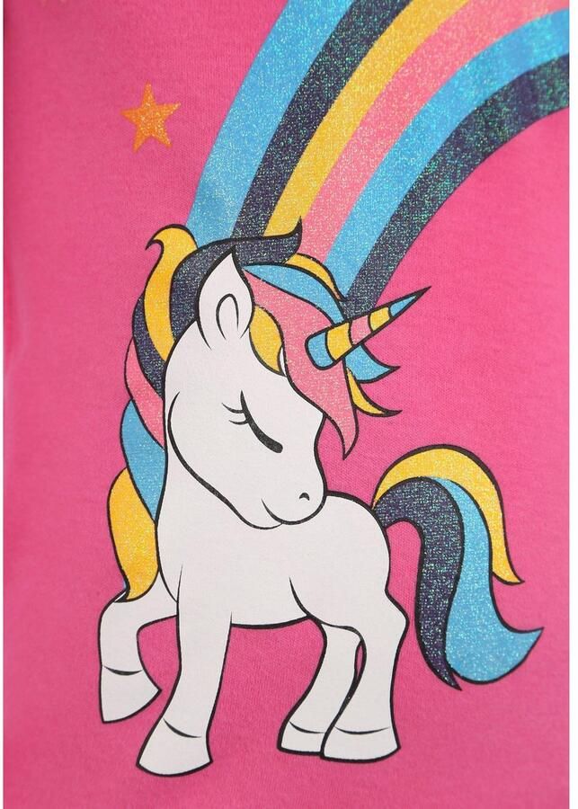 KIDSWORLD Shirt met lange mouwen Eenhoorn regenboog Lange mouwen basic pasvorm bedrukt van katoen - Foto 2