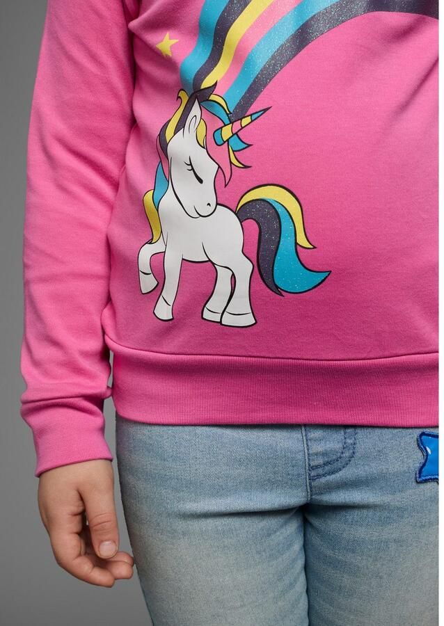 KIDSWORLD Shirt met lange mouwen Eenhoorn regenboog Lange mouwen basic pasvorm bedrukt van katoen - Foto 3