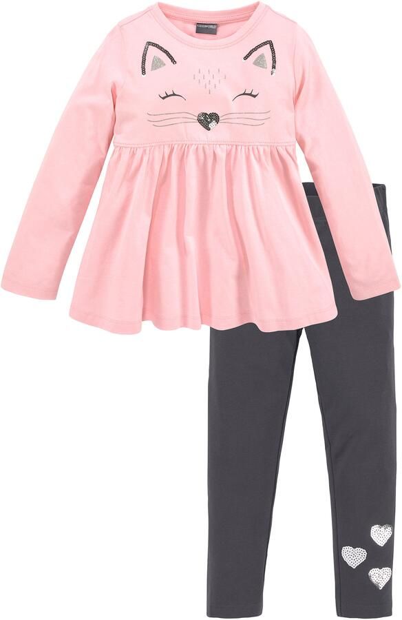 KIDSWORLD Shirt met lange mouwen & legging 2-delig set shirt + leggings met mooie paillettenapplicatie (set 2-delig 2) - Foto 12