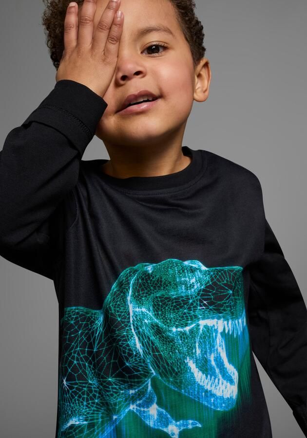 KIDSWORLD Shirt met lange mouwen GREEN DINO lange mouwen met trendy print ronde hals van katoen - Foto 3