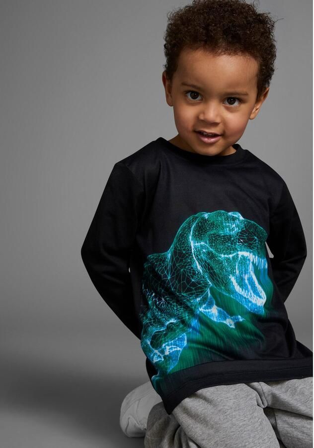 KIDSWORLD Shirt met lange mouwen GREEN DINO lange mouwen met trendy print ronde hals van katoen - Foto 2