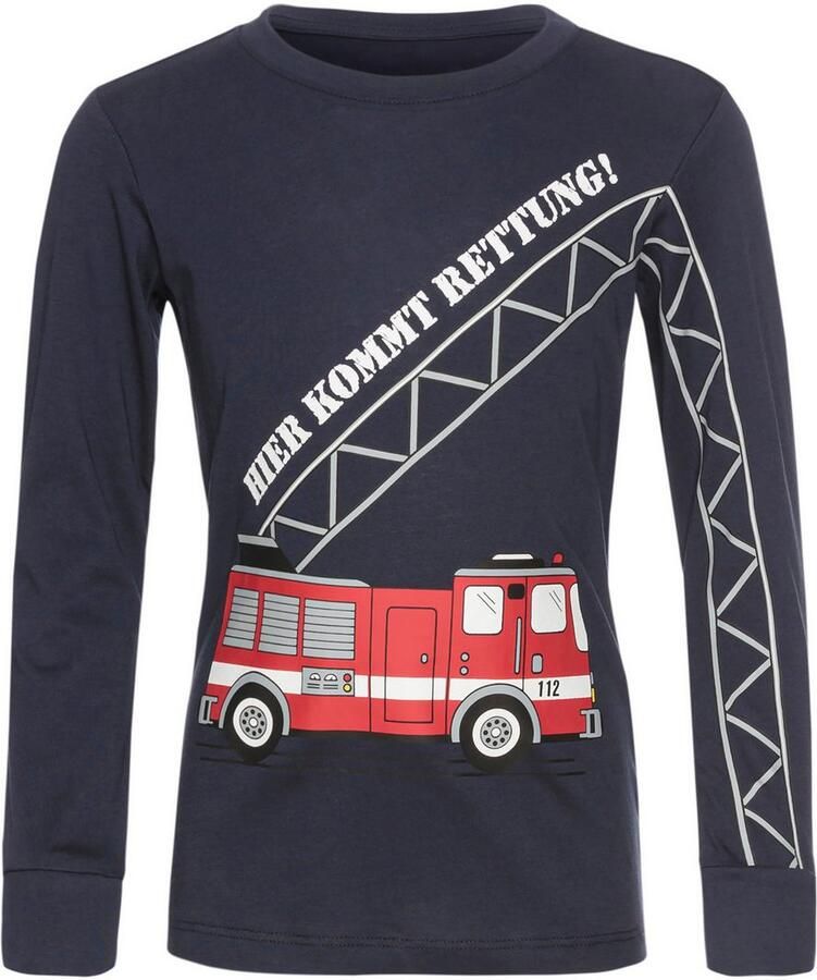 KIDSWORLD Shirt met lange mouwen HIER KOMMT RETTUNG Lange mouwen basic pasvorm frisse print