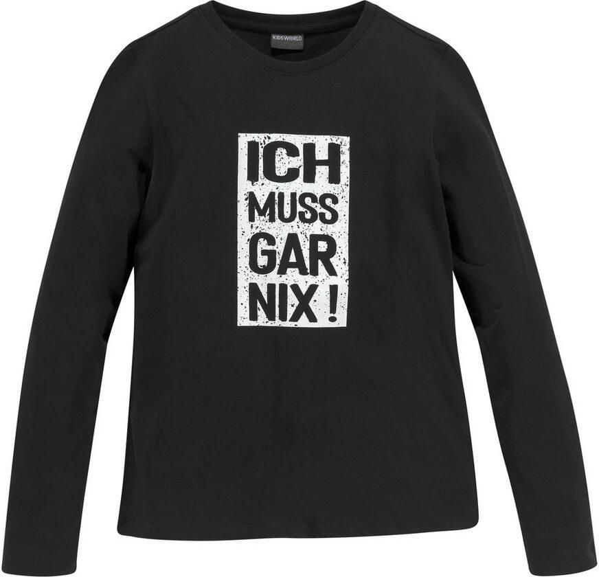 KIDSWORLD Shirt met lange mouwen Ich muss gar nix! Lange mouwen basic pasvorm bedrukt ronde hals - Foto 8