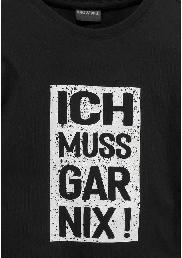 KIDSWORLD Shirt met lange mouwen Ich muss gar nix! Lange mouwen basic pasvorm bedrukt ronde hals - Foto 2