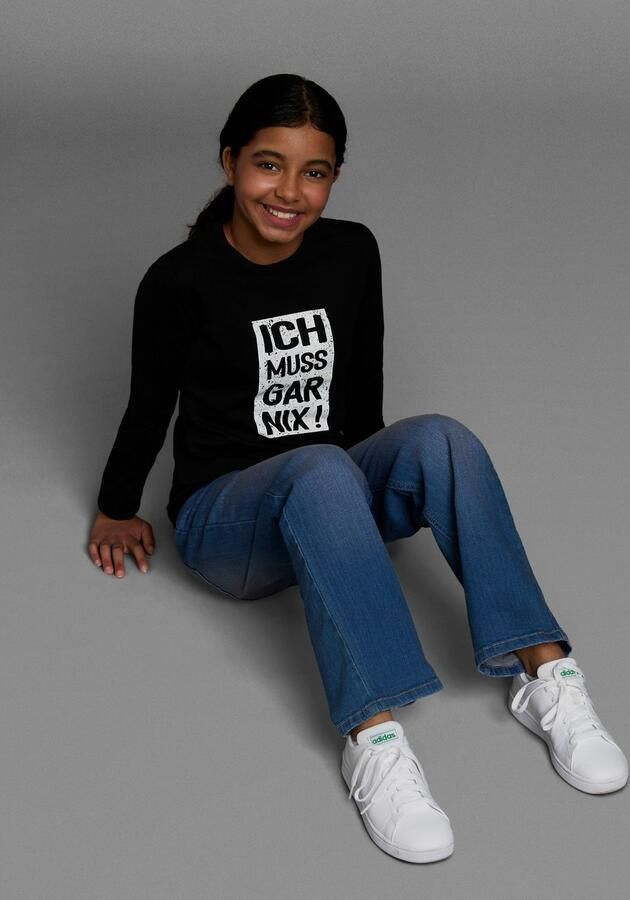 KIDSWORLD Shirt met lange mouwen Ich muss gar nix! Lange mouwen basic pasvorm bedrukt ronde hals - Foto 6