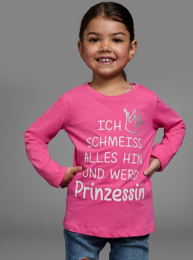 KIDSWORLD Shirt met lange mouwen Ich schmeiss alles hin und werd´ Prinzessin lange mouwen basic pasvorm met glinsterende print - Foto 4