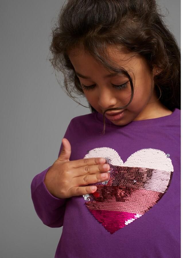 KIDSWORLD Shirt met lange mouwen Met hart van keerbare pailletten Lange mouwen basic pasvorm met glinsterende pailletten - Foto 2