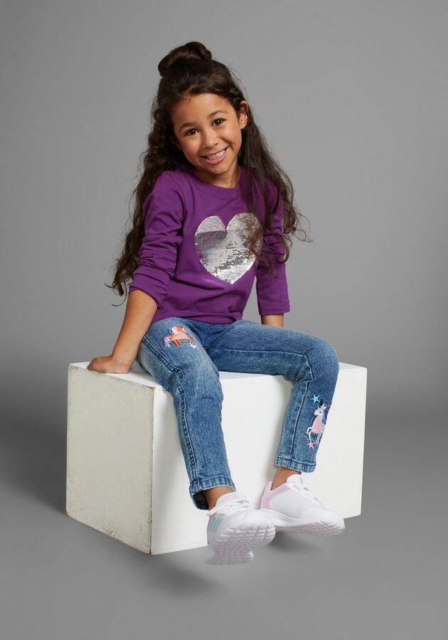 KIDSWORLD Shirt met lange mouwen Met hart van keerbare pailletten Lange mouwen basic pasvorm met glinsterende pailletten - Foto 5