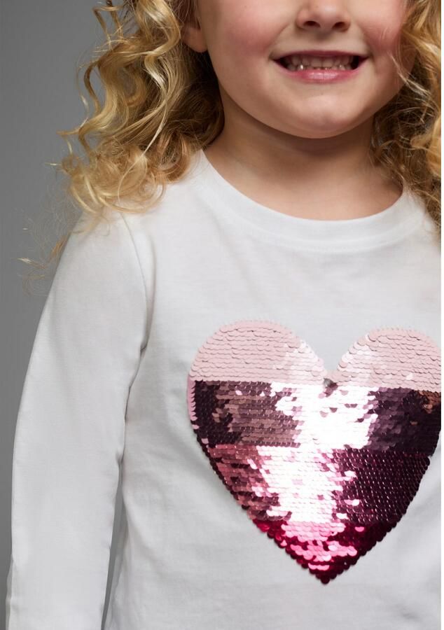 KIDSWORLD Shirt met lange mouwen Met hart van keerbare pailletten Lange mouwen basic pasvorm met glinsterende pailletten - Foto 3