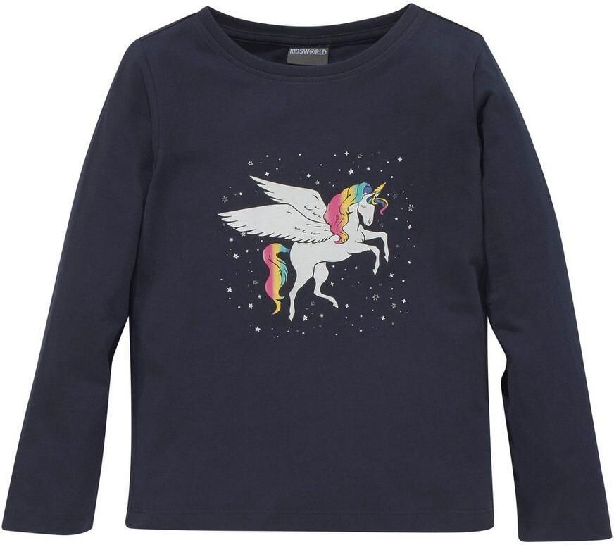 KIDSWORLD Shirt met lange mouwen Met leuke eenhoornprint lange mouwen heuplange pasvorm stijlvolle print