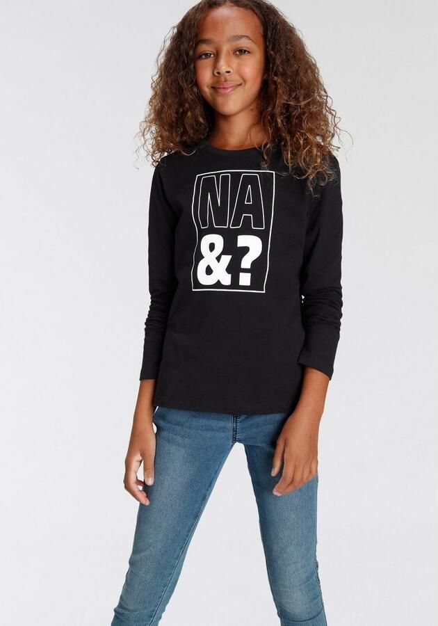 KIDSWORLD Shirt met lange mouwen NA&? lange mouwen basic pasvorm met statement-print - Foto 4