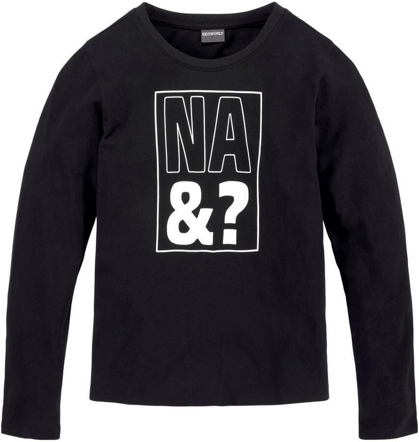 KIDSWORLD Shirt met lange mouwen NA&? lange mouwen basic pasvorm met statement-print